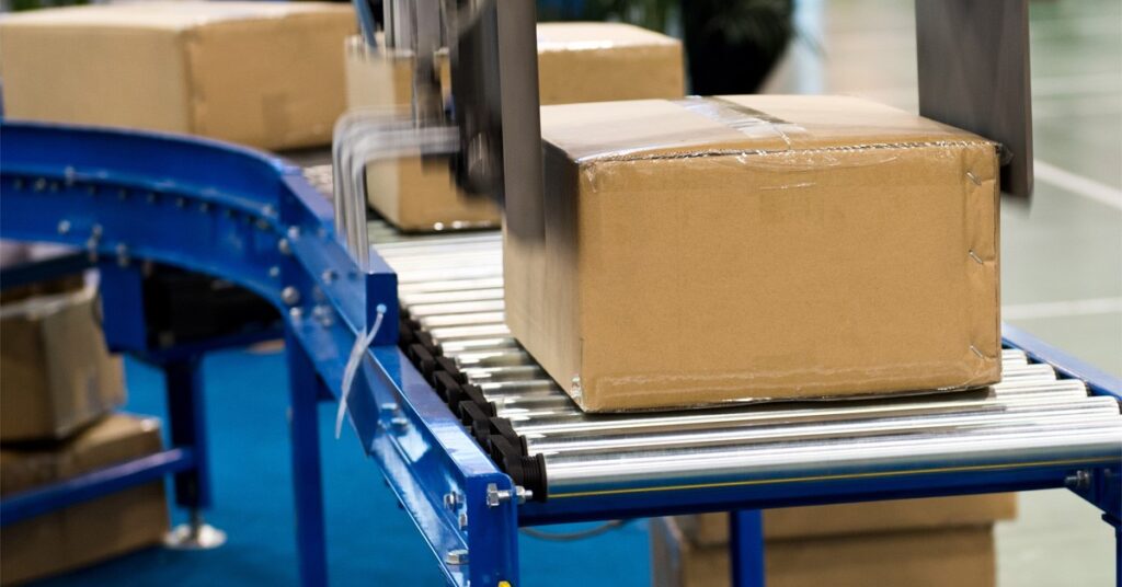 packages on conveyor belt