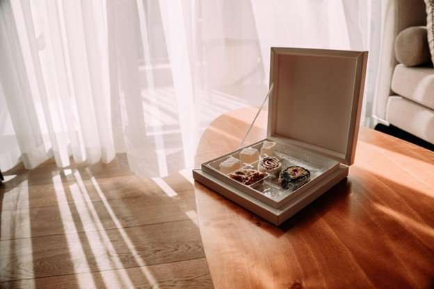 accessories box sitting on table showcasing jewelry fulfillment